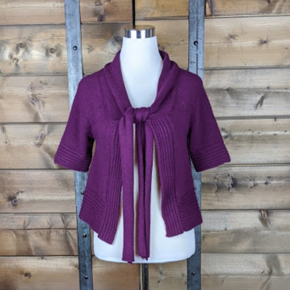 Anthropologie TWG Plum Tie Front Cardigan - XS